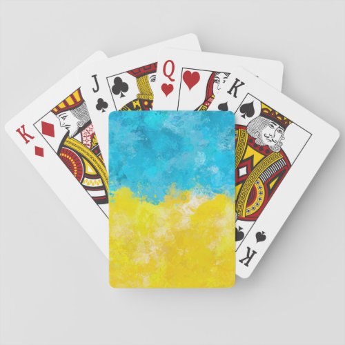 Watercolor art Ukrainian flag Poker Cards