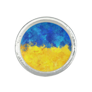 Watercolor art Ukrainian flag Ring
