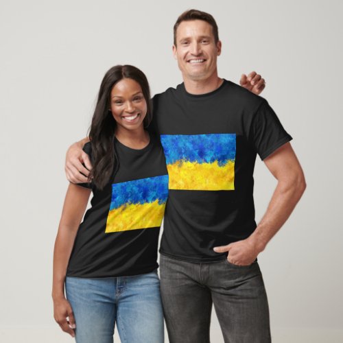 Watercolor art Ukrainian flag T_Shirt