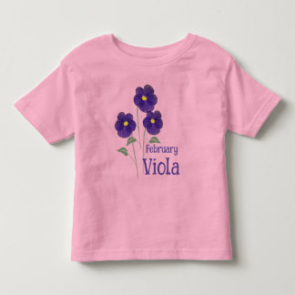 Watercolor Art Viola Flower February Birthday Toddler T-shirt
