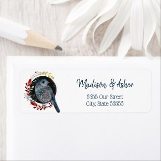 Watercolor Art Winter Bird Botanical Cute Nature 
