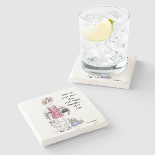 Watercolor Art Woman Humorous Saying Stone Coaster