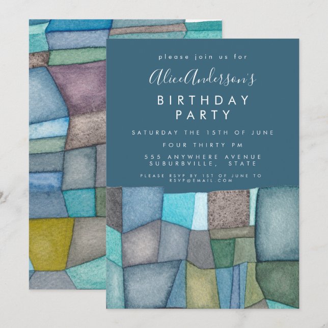 Watercolor Artist Birthday Party Custom Invitation (Front/Back)