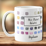 Watercolor Artist Name Monogram Not Paint Water Coffee Mug<br><div class="desc">This mug is decorated with a watercolor pattern of color samples in soft muted shades of purple, grey ochre and green. The words Not Paint Water are added and a Paint Water version is also in my store. Perfect for an artist or someone who enjoys painting. Personalize it with your...</div>