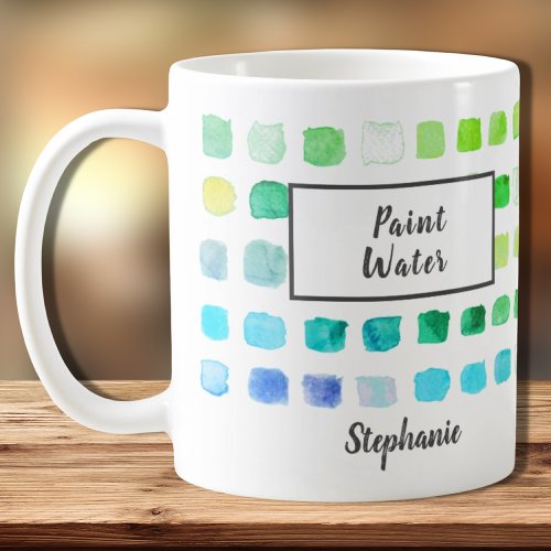 Watercolor Artist Name Paint Water Green Coffee Mug