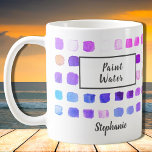 Watercolor Artist Name Paint Water Purple Coffee Mug<br><div class="desc">This mug is decorated with a watercolor pattern of color samples in shades of purple and pink. The words Paint Water are added and a Not Paint Water version is also in my store. Perfect for an artist or someone who enjoys painting. Personalize it with your name or monogram. As...</div>