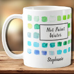 Watercolor Artist Not Paint Water Green Custom Coffee Mug<br><div class="desc">This mug is decorated with a watercolor pattern of color samples in turquoise, blue, and green. It says Not Paint Water and can be personalized with a name or monogram. Perfect for an artist or someone who enjoys painting. Because we create our artwork you won't find this exact image from...</div>
