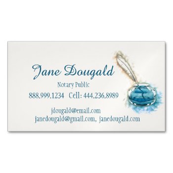 Watercolor Artistic  Feather Pen Classic Notary Bu Business Card Magnet by countrymousestudio at Zazzle