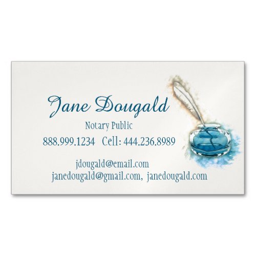 Watercolor Artistic  Feather Pen Classic Notary Bu Business Card Magnet