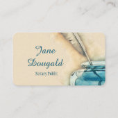 Watercolor Artistic  Feather Pen Classic Notary Business Card (Back)
