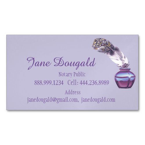 Watercolor Artistic Feather Pen Classic Notary  Business Card Magnet
