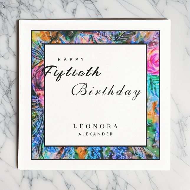 Watercolor Artistic Flowers ANY Birthday Party Napkins (Creator Uploaded)
