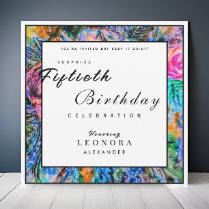 Watercolor Artistic Flowers ANY Surprise Birthday Invitation