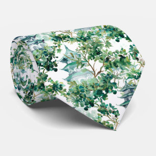 Watercolor Asian Pagoda in Verdant Landscape (15) Neck Tie