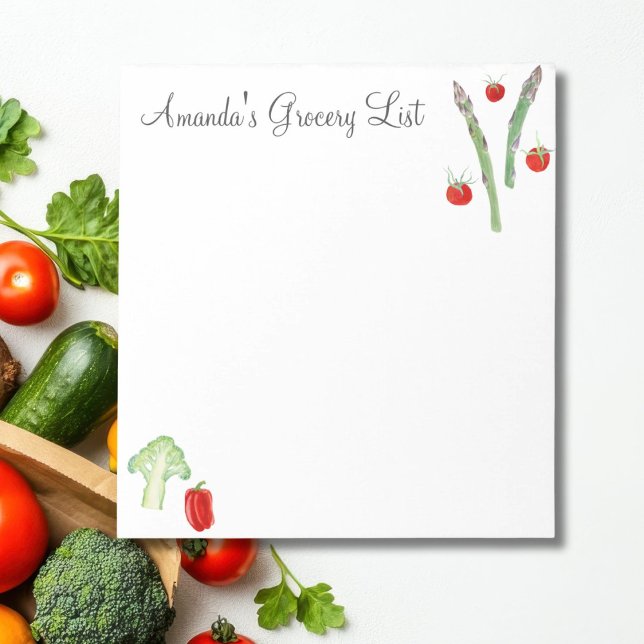 Watercolor Asparagus, Broccoli, Tomatoes, Peppers Notepad (Creator Uploaded)