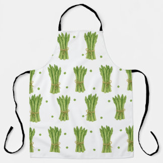 Watercolor Asparagus Pattern Apron Fresh Green K