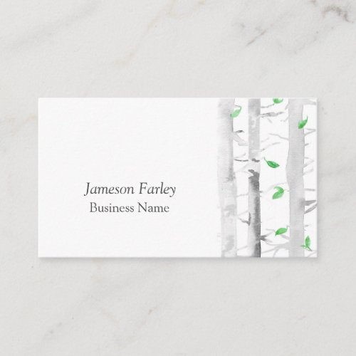 Watercolor Aspen Birch Trees Business Card