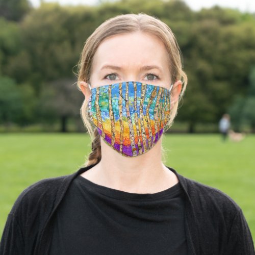 Watercolor Aspen Tree Grove Adult Cloth Face Mask