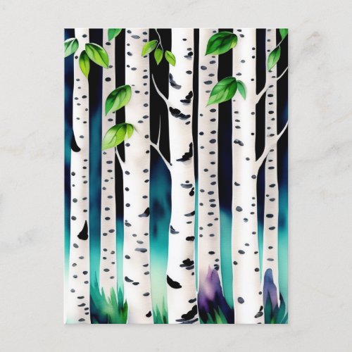 Watercolor Aspen Trees   Postcard