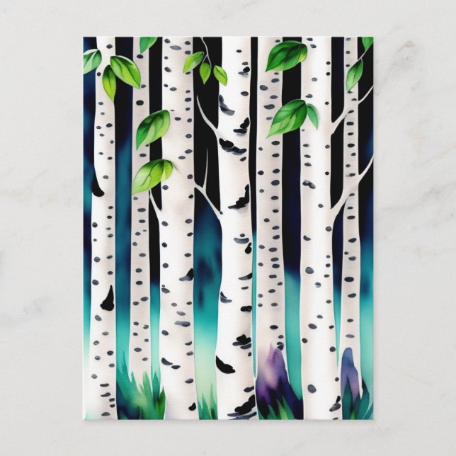 Watercolor Aspen Trees   Postcard (Front)