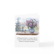 Watercolor Asters and Chickadee Quote