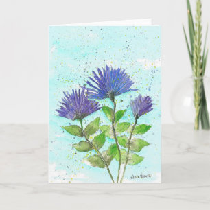 Watercolor Asters, Note, Greeting Cards