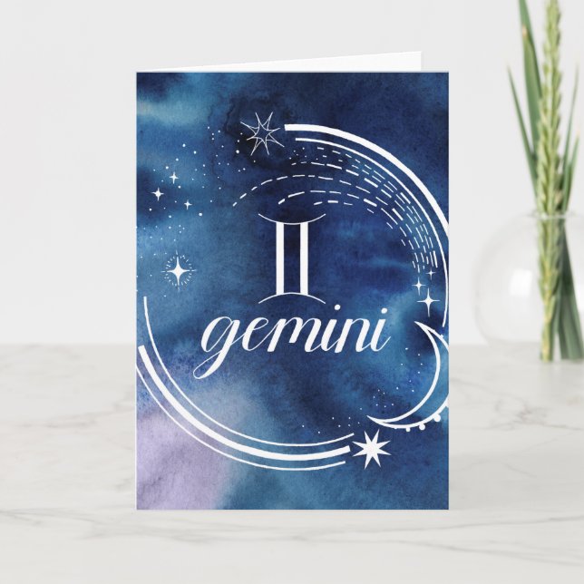 Watercolor Astrology - Gemini Card (Front)