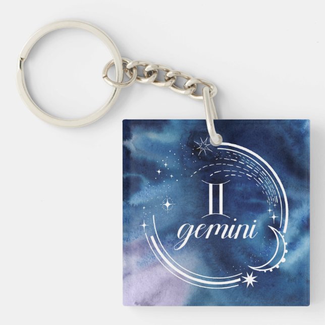 Watercolor Astrology - Gemini Keychain (Front)