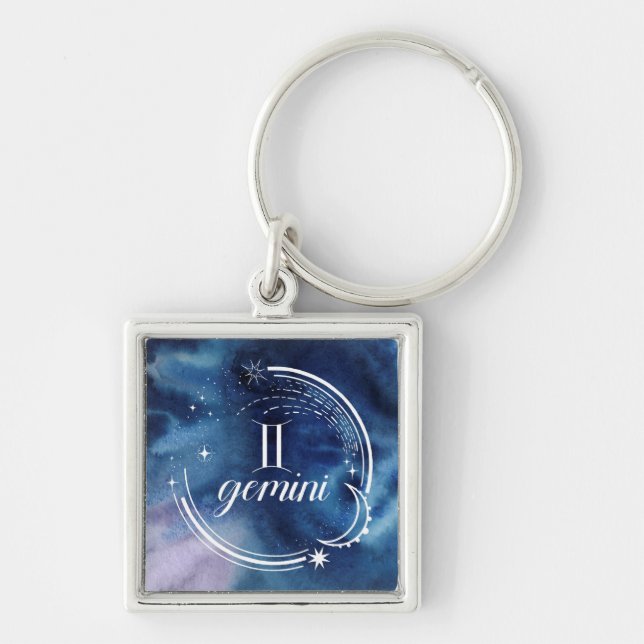Watercolor Astrology - Gemini Keychain (Front)