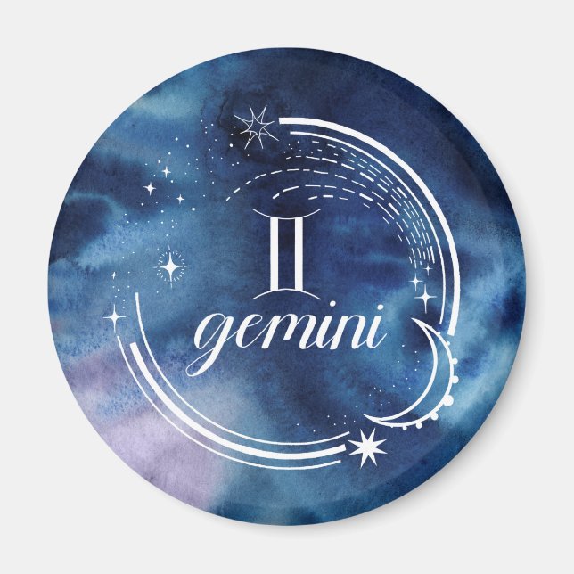 Watercolor Astrology - Gemini Magnet (Front)