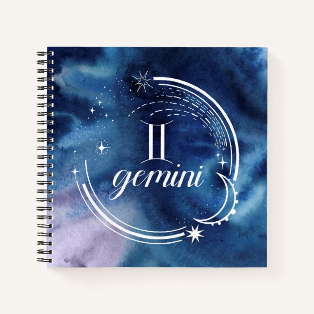 Watercolor Astrology - Gemini Notebook (Front)