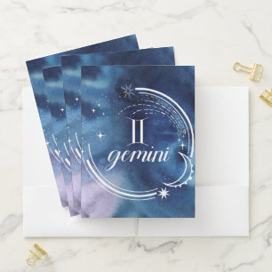 Watercolor Astrology - Gemini Pocket Folder