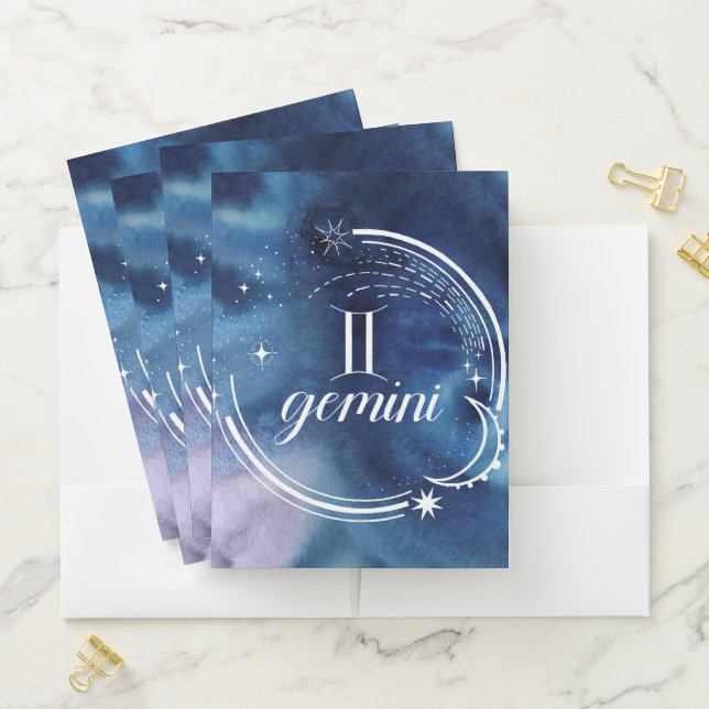 Watercolor Astrology - Gemini Pocket Folder (In Situ)