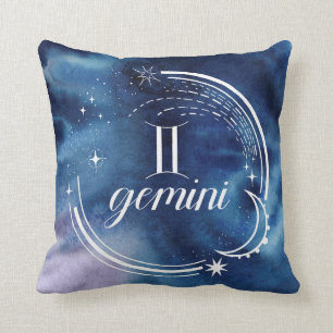 Watercolor Astrology - Gemini Throw Pillow