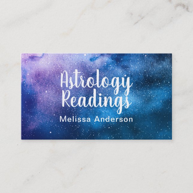Watercolor Astrology Psychic Reading Business Card (Front)