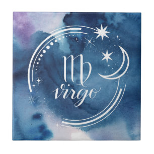 Watercolor Astrology - Virgo Ceramic Tile