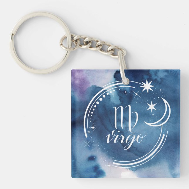 Watercolor Astrology - Virgo Keychain (Front)