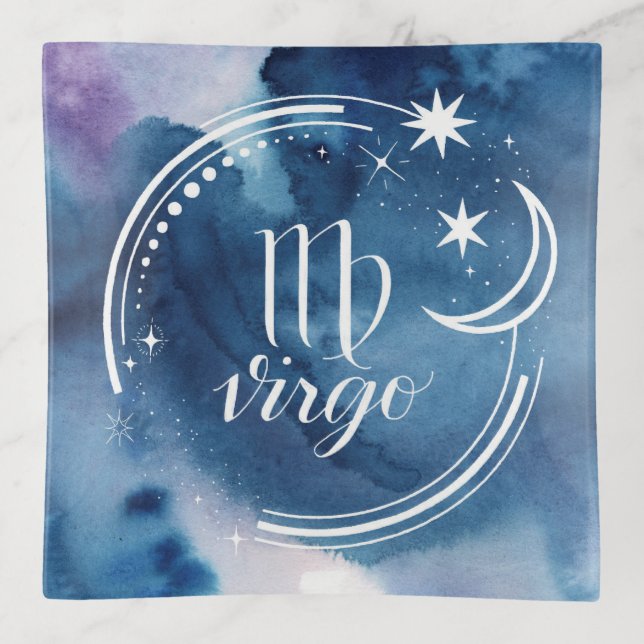 Watercolor Astrology - Virgo Trinket Tray (Front)