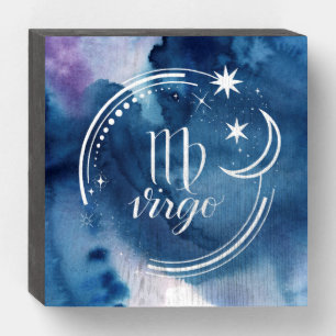 Watercolor Astrology - Virgo Wooden Box Sign