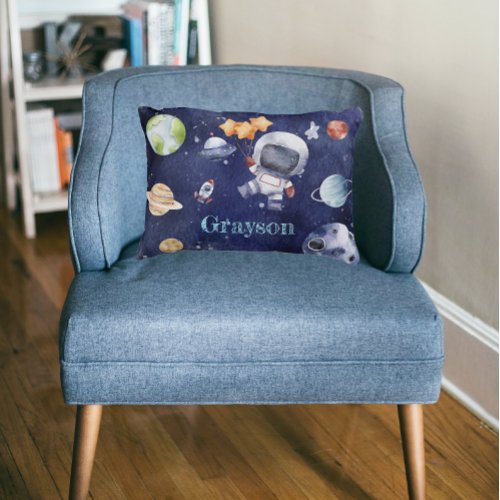 Watercolor Astronaut Galaxy Planet Kids Accent Pillow