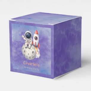 Watercolor Astronaut Space Birthday Party Favor Boxes
