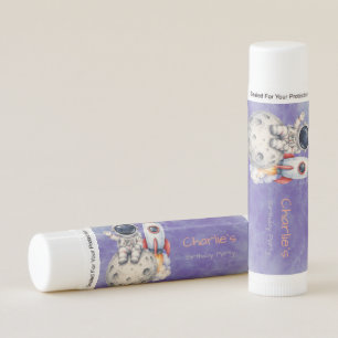 Watercolor Astronaut Space Birthday Party Favor Lip Balm
