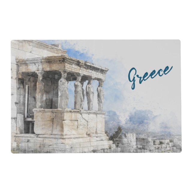 Watercolor Athens Ancient Ruins Placemat – Elegant (Front)