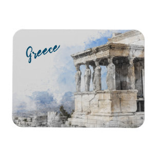 Watercolor Athens Magnet – Greek Ruins Souvenir