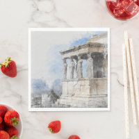 Watercolor Athens Ruins Napkins – Ancient Greek