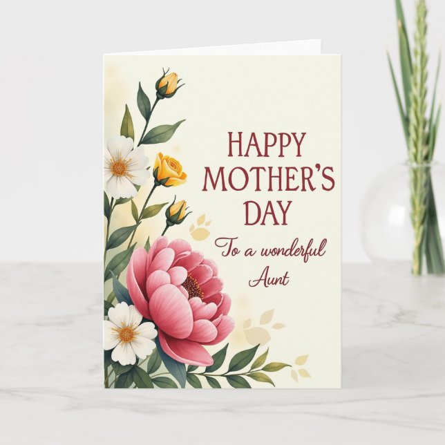 Watercolor Aunt Mothers Day Card (Front)