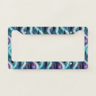 Watercolor Aurora Forest Pattern License Plate Frame