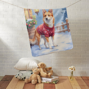 Watercolor Australian Cattle Dog Rustic Garland Baby Blanket