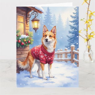 Watercolor Australian Cattle Dog Rustic Garland Card