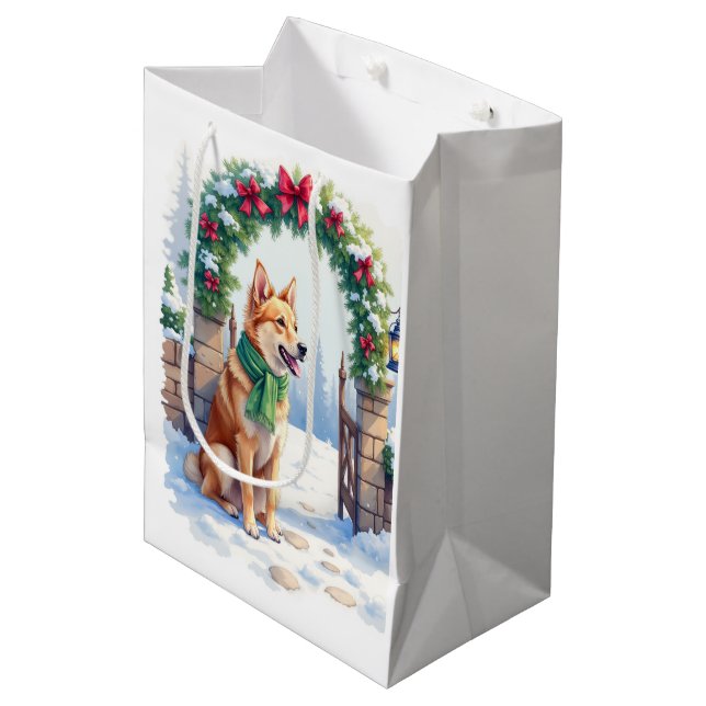 Watercolor Australian Kelpie Countryside Gate Medium Gift Bag (Front Angled)